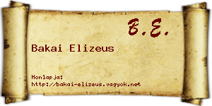 Bakai Elizeus névjegykártya